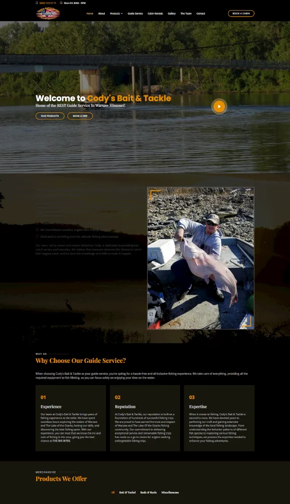iDigitalCreative preview of Cody's Bait and Tackle Shop and Guide Service Website Design Project.