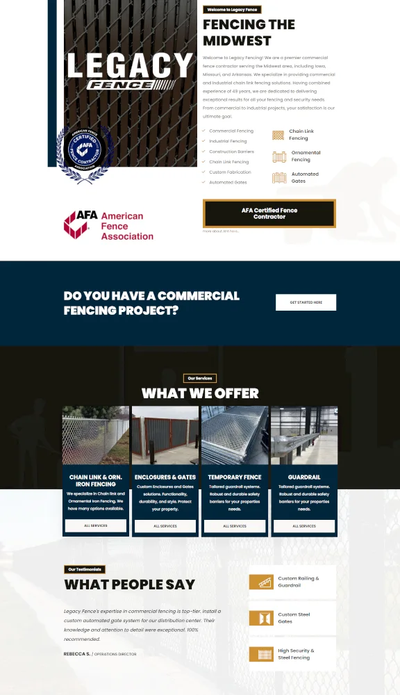 iDigitalCreative preview of Legacy Fence's Website Design Project.