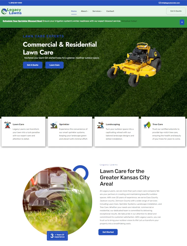 iDigitalCreative preview of Legacy Lawns' Website Design Project.