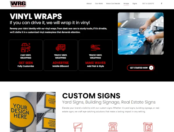 WRG Signs and Wraps Website Project Image