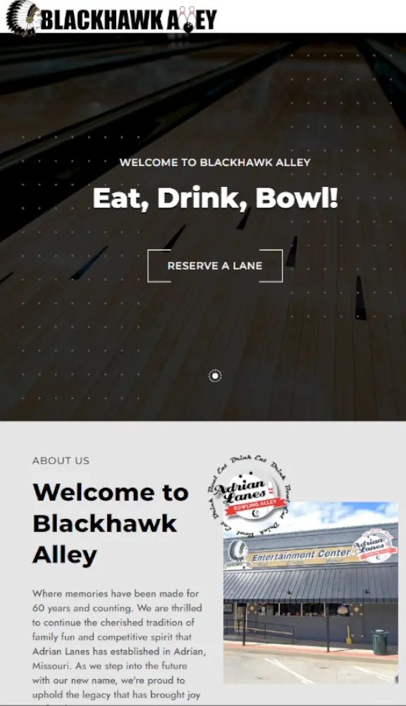 iDigitalCreative preview of Blackhawk Alley's' Website Design Project.