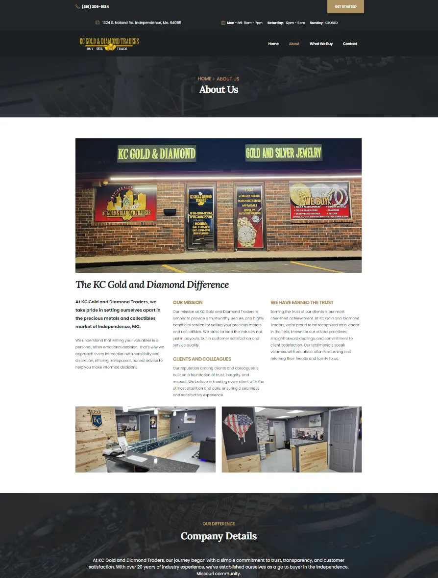 KC Gold and Diamond Traders Website Project Image