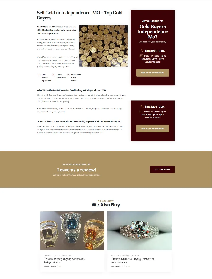 KC Gold and Diamond Traders Website Project Image