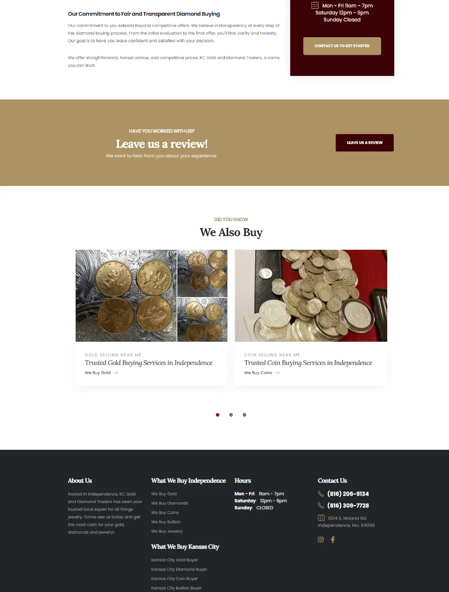 KC Gold and Diamond Traders Website Project Image