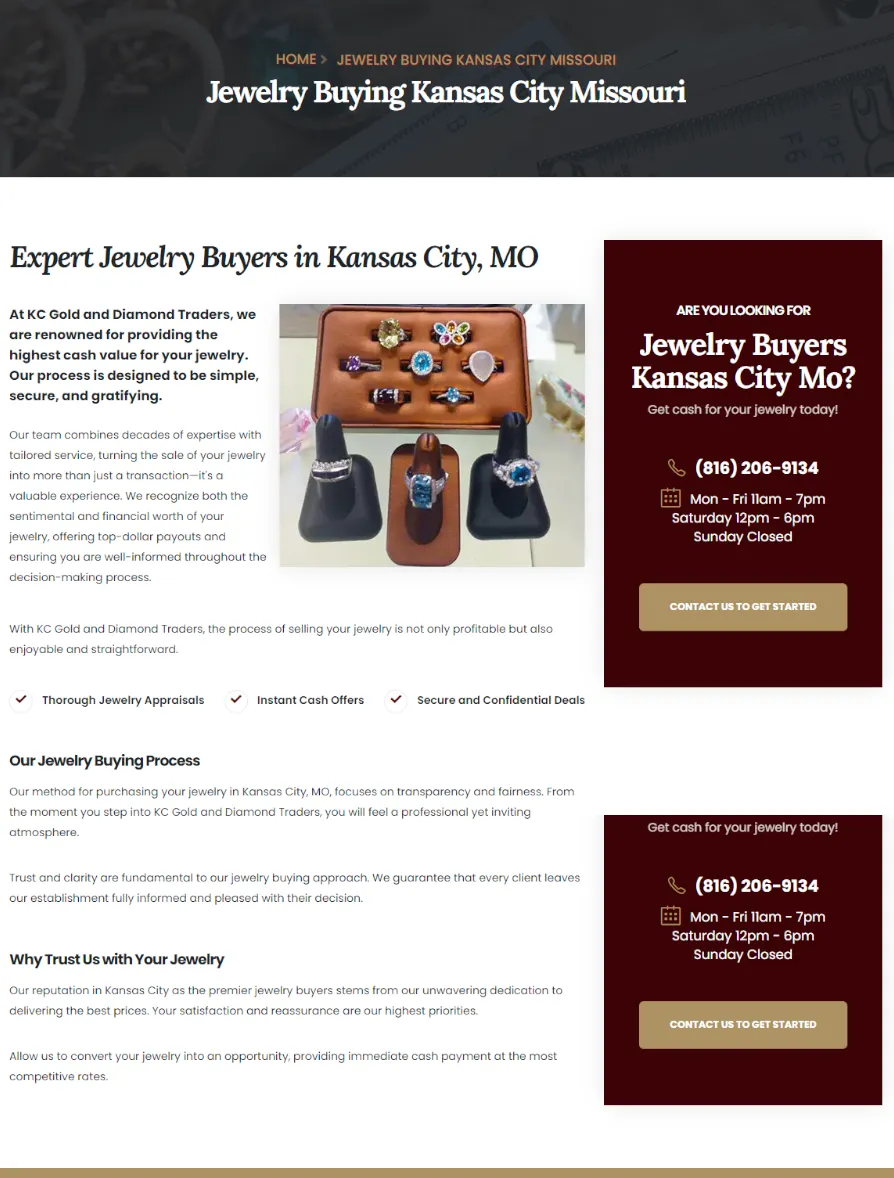 KC Gold and Diamond Traders Website Project Image