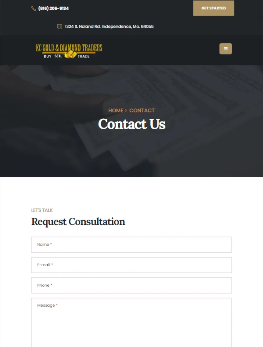 KC Gold and Diamond Traders Website Project Image