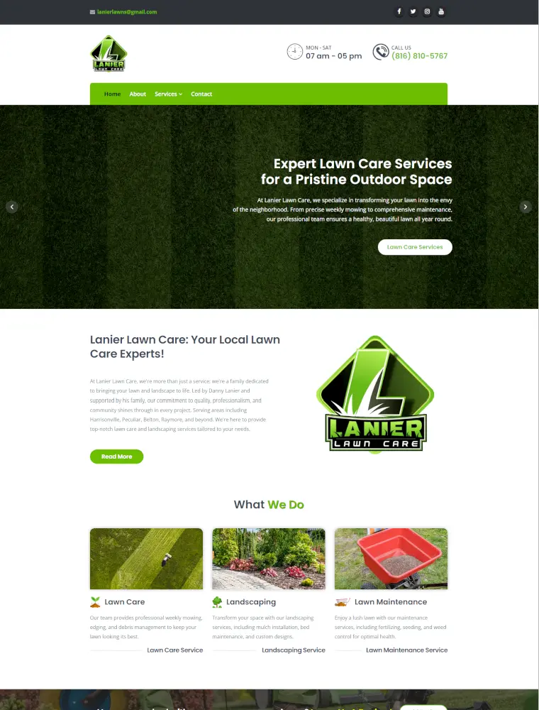 iDigitalCreative preview of Lanier Lawns' Website Design Project.