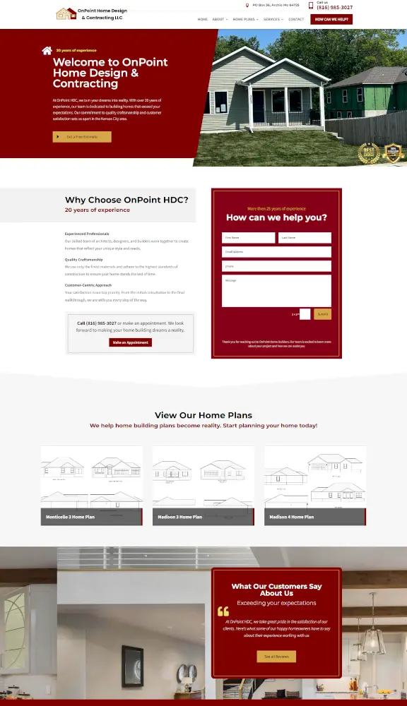 iDigitalCreative preview of OnPoint Homes' Website Design Project.